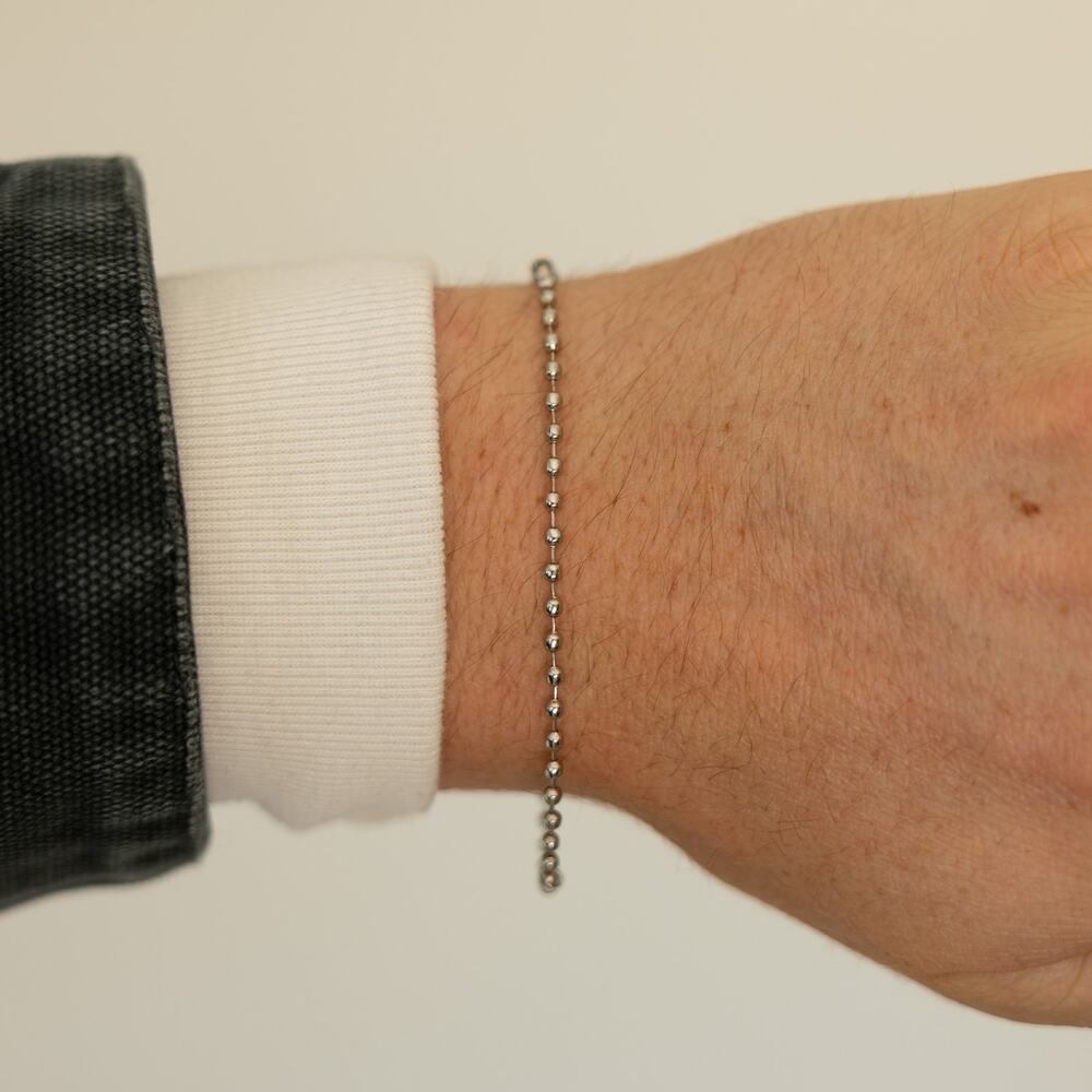 Vintage Silver Beaded Chain Bracelet Y2K Minimalist Jewelry Unisex
